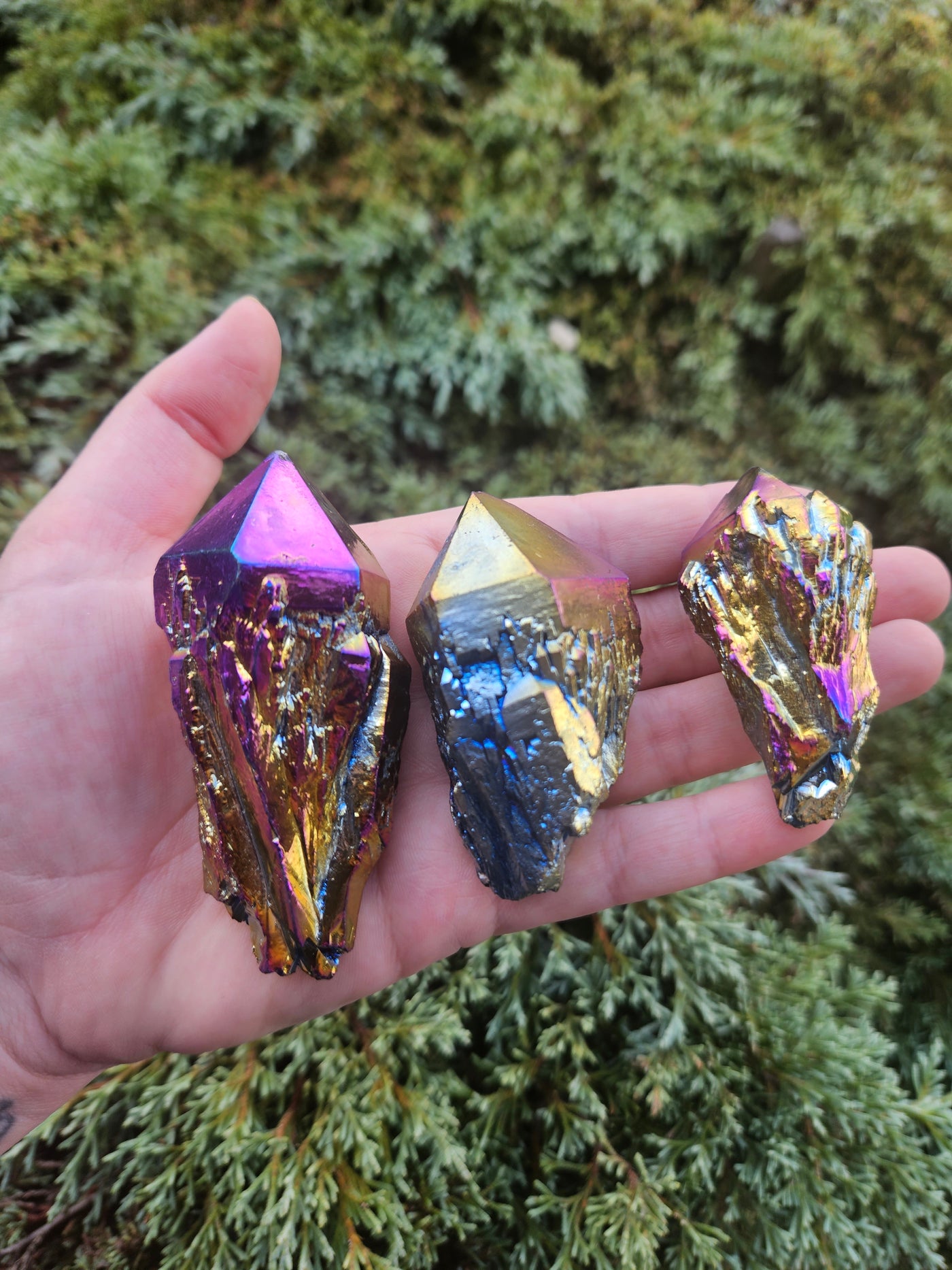 Titanium Aura Quartz Points