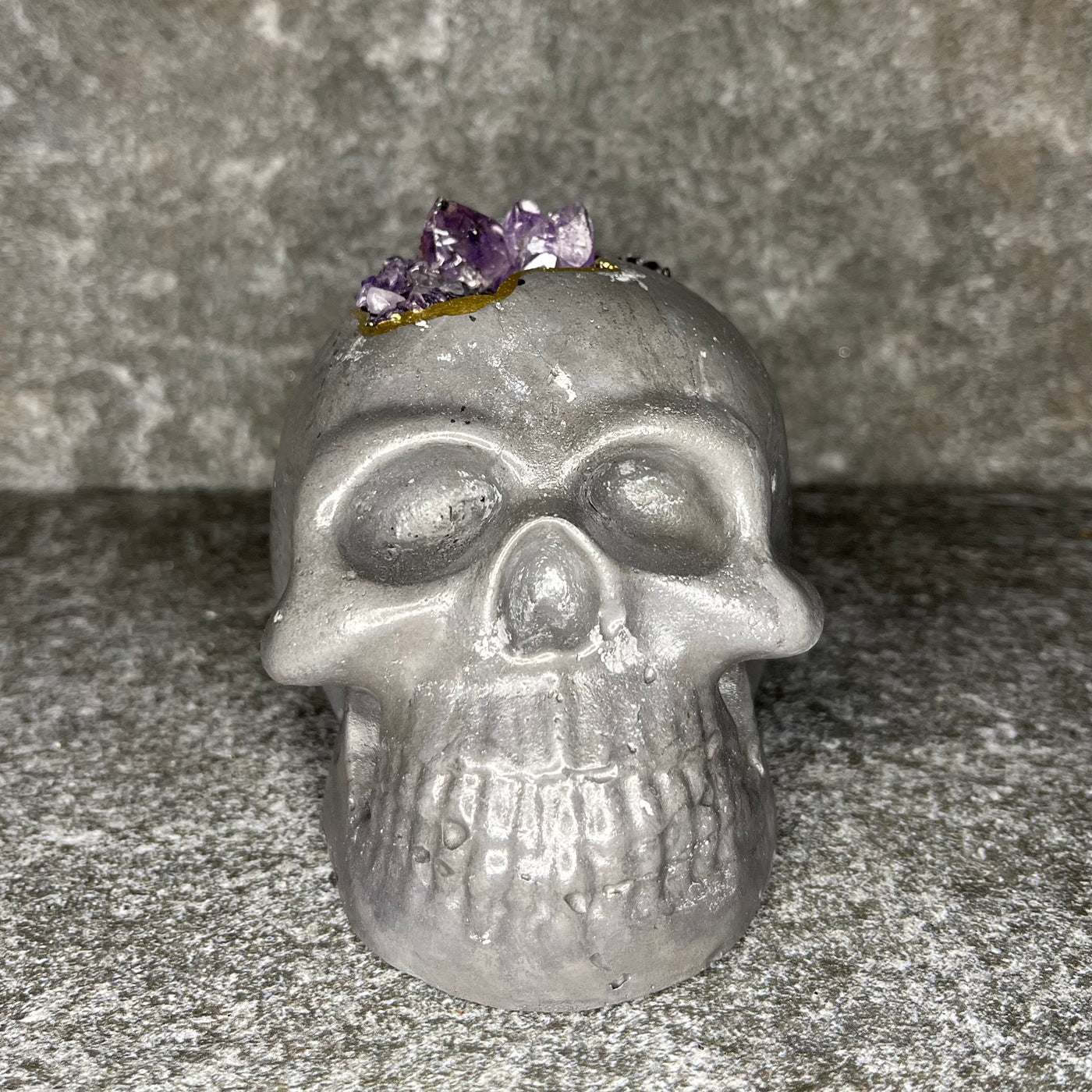 Amethyst Cement Skull #2