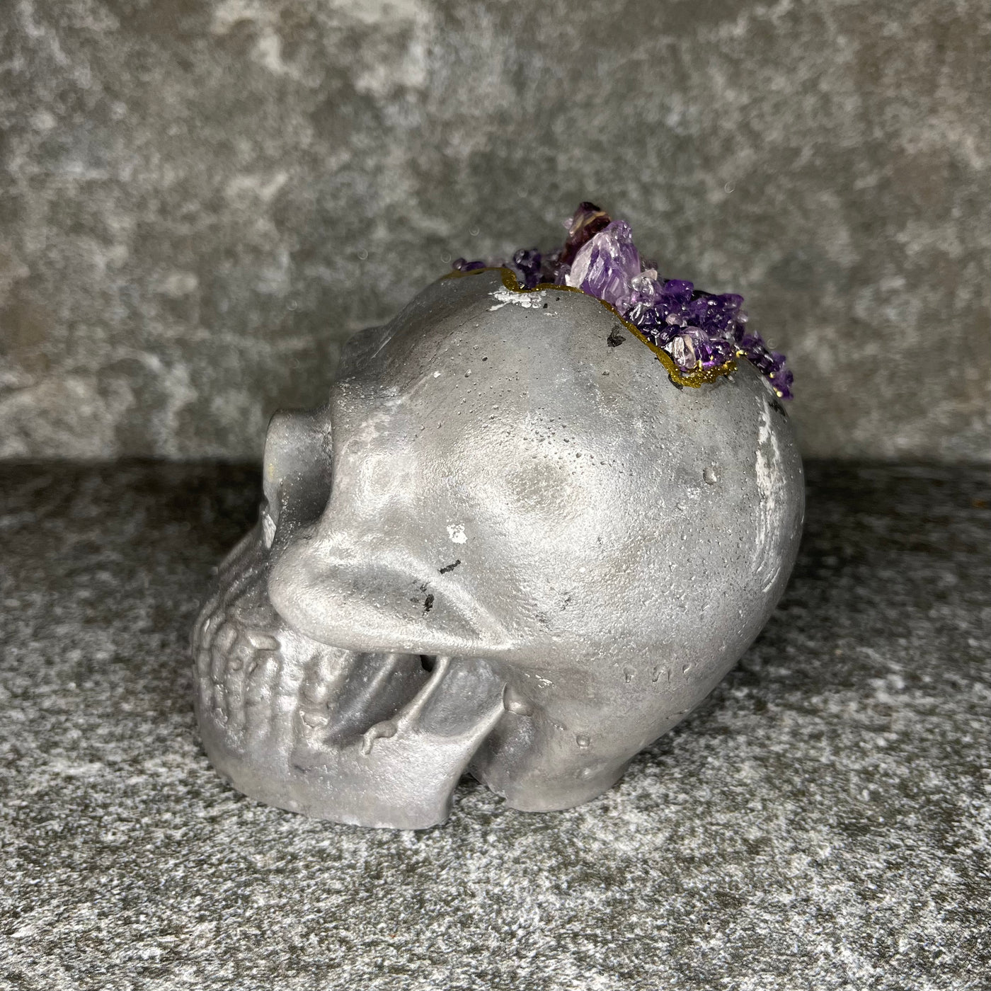 Amethyst Cement Skull #2