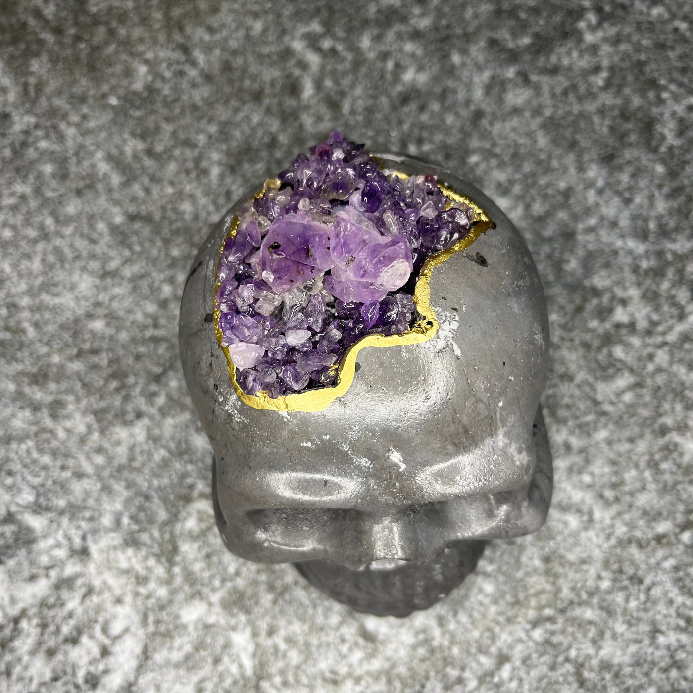 Amethyst Cement Skull #2