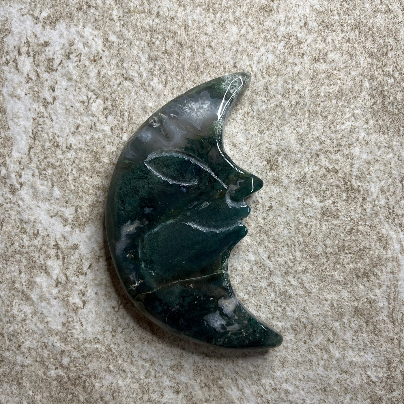 Moss Agate Moon Face #3